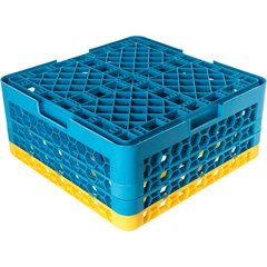 RG25-3C411 OptiClean™ 25-Compartment Divided Glass Rack with 3 Extenders 8.72" - Yellow-Carlisle Blue