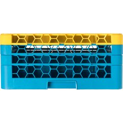 RG25-3C411 OptiClean™ 25-Compartment Divided Glass Rack with 3 Extenders 8.72" - Yellow-Carlisle Blue