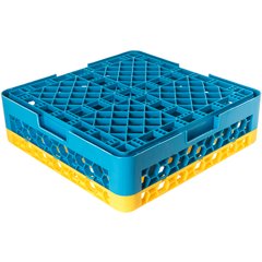RG25-1C411 OptiClean™ 25-Compartment Divided Glass Rack with 1 Extender 5.56" - Yellow-Carlisle Blue
