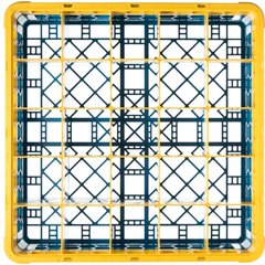 RG25-1C411 OptiClean™ 25-Compartment Divided Glass Rack with 1 Extender 5.56" - Yellow-Carlisle Blue