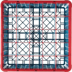 RG25-3C410 OptiClean™ 25-Compartment Divided Glass Rack with 3 Extenders 8.72" - Red-Carlisle Blue