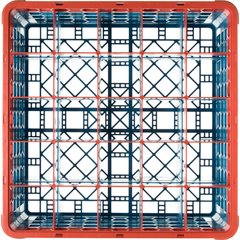 RG25-3C412 OptiClean™ 25-Compartment Divided Glass Rack with 3 Extenders 8.72" - Orange-Carlisle Blue