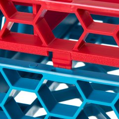 RE36C05 OptiClean™ 36-Compartment Divided Glass Rack Extender 1.78" - Red