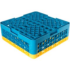 RG25-2C411 OptiClean™ 25-Compartment Divided Glass Rack with 2 Extenders 7.12" - Yellow-Carlisle Blue