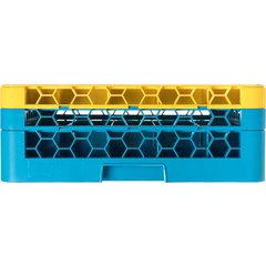 RG25-2C411 OptiClean™ 25-Compartment Divided Glass Rack with 2 Extenders 7.12" - Yellow-Carlisle Blue