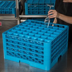 RG49-414 OptiClean™ 49-Compartment Divided Glass Rack with 4 Extenders 10.3" - Carlisle Blue