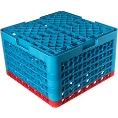 RG16-5C410 OptiClean™ 16-Compartment Divided Glass Rack with 5 Extenders 11.9" - Red-Carlisle Blue