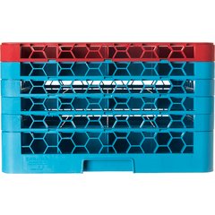 RG16-5C410 OptiClean™ 16-Compartment Divided Glass Rack with 5 Extenders 11.9" - Red-Carlisle Blue