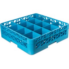 RG16-114 OptiClean™ 16-Compartment Divided Glass Rack with 1 Extender 5.56" - Carlisle Blue