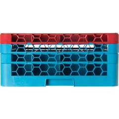 RG16-3C410 OptiClean™ 16-Compartment Divided Glass Rack with 3 Extenders 8.72" - Red-Carlisle Blue