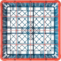 RG16-4C412 OptiClean™ 16-Compartment Divided Glass Rack with 4 Extenders 10.3" - Orange-Carlisle Blue