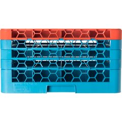 RG16-4C412 OptiClean™ 16-Compartment Divided Glass Rack with 4 Extenders 10.3" - Orange-Carlisle Blue
