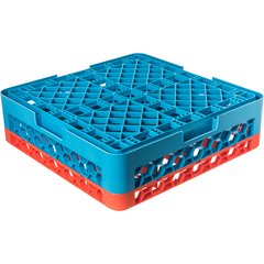 RG16-1C412 OptiClean™ 16-Compartment Divided Glass Rack with 1 Extender 5.56" - Orange-Carlisle Blue