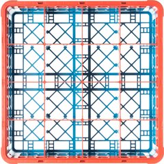 RG16-1C412 OptiClean™ 16-Compartment Divided Glass Rack with 1 Extender 5.56" - Orange-Carlisle Blue