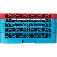 RG16-4C410 OptiClean™ 16-Compartment Divided Glass Rack with 4 Extenders 10.3" - Red-Carlisle Blue