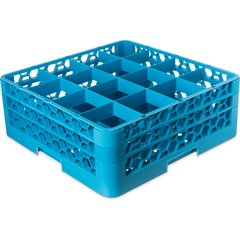 RG16-214 OptiClean™ 16-Compartment Divided Glass Rack with 2 Extenders 7.12" - Carlisle Blue