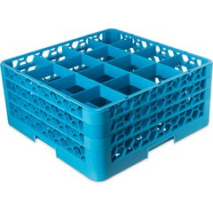 RG16-314 OptiClean™ 16-Compartment Divided Glass Rack with 3 Extenders 8.72" - Carlisle Blue