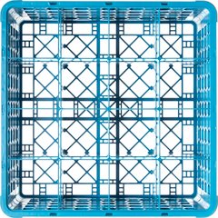 RG16-314 OptiClean™ 16-Compartment Divided Glass Rack with 3 Extenders 8.72" - Carlisle Blue