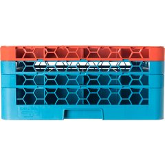 RG16-3C412 OptiClean™ 16-Compartment Divided Glass Rack with 3 Extenders 8.72" - Orange-Carlisle Blue