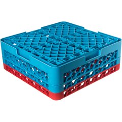 RG16-2C410 OptiClean™ 16-Compartment Divided Glass Rack with 2 Extenders 7.12" - Red-Carlisle Blue