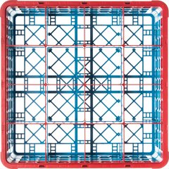RG16-2C410 OptiClean™ 16-Compartment Divided Glass Rack with 2 Extenders 7.12" - Red-Carlisle Blue