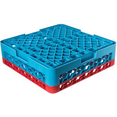 RG16-1C410 OptiClean™ 16-Compartment Divided Glass Rack with 1 Extender 5.56" - Red-Carlisle Blue