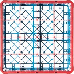 RG16-1C410 OptiClean™ 16-Compartment Divided Glass Rack with 1 Extender 5.56" - Red-Carlisle Blue