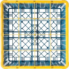 RG16-5C411 OptiClean™ 16-Compartment Divided Glass Rack with 5 Extenders 11.9" - Yellow-Carlisle Blue