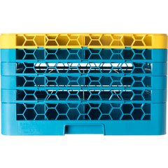 RG16-5C411 OptiClean™ 16-Compartment Divided Glass Rack with 5 Extenders 11.9" - Yellow-Carlisle Blue