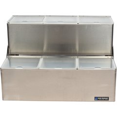 B6706INL Condiment Center with Notched Lid - 6 Quart - Chillable  - Stainless Steel