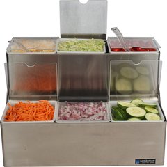 B6706INL Condiment Center with Notched Lid - 6 Quart - Chillable  - Stainless Steel