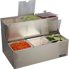 B6706INL Condiment Center with Notched Lid - 6 Quart - Chillable  - Stainless Steel