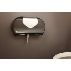 R4070BKSS Summit Twin 9" Jumbo Bath Tissue Dispenser, 3.25" core, Black/Stainless Steel  - Stainless Steel