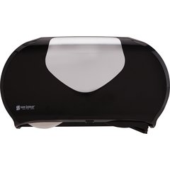 R4070BKSS Summit Twin 9" Jumbo Bath Tissue Dispenser, 3.25" core, Black/Stainless Steel  - Stainless Steel