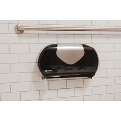 R4070BKSS Summit Twin 9" Jumbo Bath Tissue Dispenser, 3.25" core, Black/Stainless Steel  - Stainless Steel