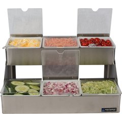B4706INL Condiment Center with Notched Lid - 6 Quart  - Stainless Steel