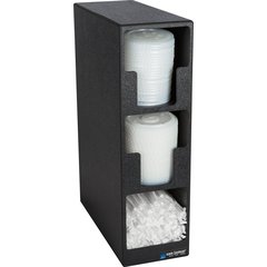 L2202 Lid and Straw Tower 3- Slot 20.25" x 7.25" x 15.25" - Black  - Black
