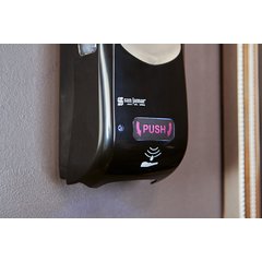 SH970BKSS Summit Rely® Hybrid Electronic Soap, Liquid & Lotion, 900 mL, Black/Stainless Steel - Stainless Steel