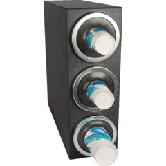 C2903 EZ-Fit 3-Slot Vetrtical Countertop Cup Dispenser Cabinet with Metal Trim Ring 8 - 46 oz - Black  - Chrome