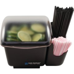 BD2002CAR Mini Dome Condiment Holder with Snap-On Caddy 1 qt - Black  - Black