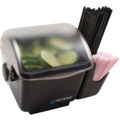 BD2002CAR Mini Dome Condiment Holder with Snap-On Caddy 1 qt - Black  - Black