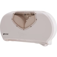 R4070WHCL Summit Twin 9" Jumbo Bath Tissue Dispenser, 3.25" core, White/Clear  - Clear