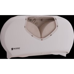 R4070WHCL Summit Twin 9" Jumbo Bath Tissue Dispenser, 3.25" core, White/Clear  - Clear