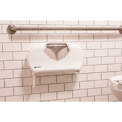 R4070WHCL Summit Twin 9" Jumbo Bath Tissue Dispenser, 3.25" core, White/Clear  - Clear