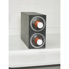 C2902 EZ-Fit 2-Slot Vetrtical Countertop Cup Dispenser Cabinet with Metal Trim Ring 8 - 46 oz - Black  - Chrome