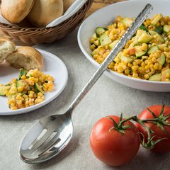 60201 Terra™ Slotted Serving Spoon 12" - Hammered Mirror Finish - Stainless Steel