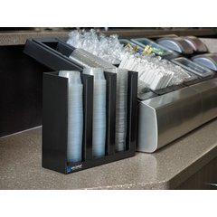 PCL3ADJ Portion Cup & Lid Organizer - Adjustable  - Black