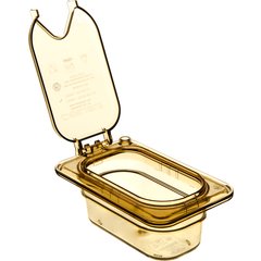 10539Z13 StorPlus™ High Heat EZ Access Hinged Universal Food Pan Lid 1/9 Size - Amber
