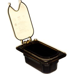 10539Z13 StorPlus™ High Heat EZ Access Hinged Universal Food Pan Lid 1/9 Size - Amber