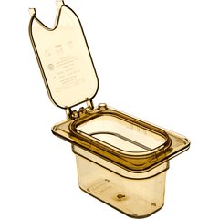 10539Z13 StorPlus™ High Heat EZ Access Hinged Universal Food Pan Lid 1/9 Size - Amber